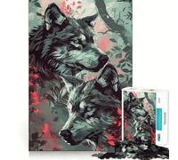 Wolf Colorful Animal Jigsaw Puzzle1000 Pieces Thinking Skill Game Seamless Fit Precise Pieces Family Fun Night Activity (50x75cm)