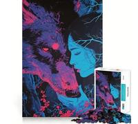 Wolf Colorful Animal Jigsaw Puzzles1000 Pieces Brain Recall Game Premium Laser Cut Quality Absorbing Activity for Quiet Nights (38x26cm)