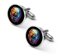 Wolf Colorful Dream-catcher 2 Pcs Men's Cuff Links Alloy Shirt Cufflinks Set Silver Business Wedding Gifts 2.0cm