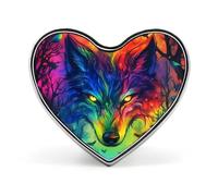 Wolf Colorful Moon Heart Metal Badge Printed Brooches Cute Button Decorations Pins for Backpack Clothing