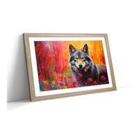 Wolf Colour Field No.4 Framed Wall Art Print, Ready to Hang Picture for Living Room Bedroom Home Office, Oak A2 (66 x 48 cm)