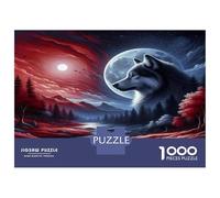 Wolf Colourful Wolf & Moon in Cosmic Scene 1000 Pieces Jigsaw for Adults Beautifully Illustrated Challenging Home Activity 52x38cm/1000pcs