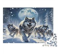 Wolf Colourful Wolf Pack Under Full Moon 1000 Pieces Jigsaws Adults And Children Fun Activity for Rainy Days 70x50cm/1000pcs