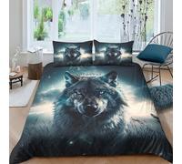 Wolf Comforter Covers for Teens And Adults 3D Print Mystic Wolf Duvet Cover Quilt Cover Bedding Set Soft Microfiber with Zipper Closure with Pillow Cases 3 Pieces Double（200x200cm）