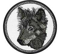 Wolf Common Animals Iron-on Patch Emblem| Embroidered Artwork Conservation Gift | Forest Protection Wildlife Badge Save the Wolfs | sew on for All Fabrics 70X70 mm