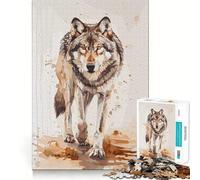 Wolf Contemporary Wild Art 1000 Pieces Puzzles for Adults Mind Exercise Play Precision Cut Smooth Edges Relaxing Indoor Group Activity (38x52cm)