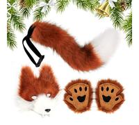 Wolf Cosplay Costume - Halloween Wolf Accessories, Women Cosplay Animal Party Clothing | Universal Realistic Fuzzy Synthetic Faux Set, Professional Lightweight Plush Festive Outfit For Cos