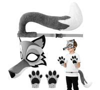 Wolf Costume Set Themed Event - Dress Up Costume Props, Werewolf Kit | Royal Beast Cosplay Outfit - Tail Ears Accessories for Adult | Velvet Fabric Material, Party Dress Up Pack