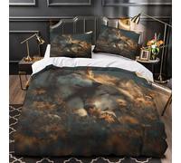 Wolf couple 3D Print 3 PCS Comforter Cover Night fantasy art Duvet Cover Set Hypoallergenic Microfiber Zipper Closure Dust Mite Proof for Kids Teens Men Women Double（200x200cm）