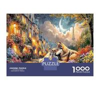 Wolf Couple in Paris Jigsaw Puzzle Forest Animals Dusk 1000 Pieces for Adults 12+ Fun Challenging Game Beautiful Gift 38x26cm/1000pcs