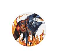 Wolf Covered In Fire Pattern Car Air Fresheners 4 Pcs Round Shape Hanging Aromatherapy Tablets Scented Fresheners For Bedroom Bathroom