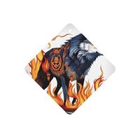 Wolf Covered In Fire Pattern Car Air Fresheners 6 Pcs Square Hanging Aromatherapy Tablets Scented Fresheners For Bedroom Bathroom