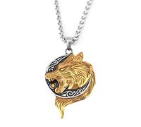 Wolf Crescent Pendant for Men Howling Wolf Head Moon Necklace Celtic Viking Animal Jewelry for Men