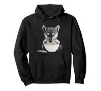 Wolf Cub Eating Ramen Noodles Cute Puppy Design Pullover Hoodie