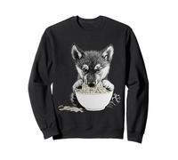 Wolf Cub Eating Ramen Noodles Cute Puppy Design Sweatshirt