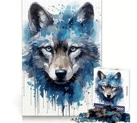 Wolf Cub Face Watercolor 1000 Pieces Puzzles for Adults Clear Thinking Stress Relief Fun Precise Edges Lovely Gift (50x75cm)