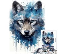 Wolf Cub Face Watercolor Puzzles for Teenagers 1000 Piece Support Memory Strength And Retention Gentle Calm Leisure Activity (38X26cm)