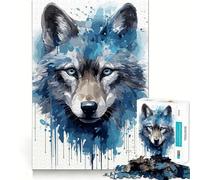 Wolf Cub Face Watercolor Teenagers 1000 Pieces Puzzle Memory Fun Game Clean Cut Sturdy Components Portable Travel Friendly Fun Game (50x75cm)