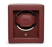 Wolf Cub Single Watch Winder with Glass Cover, Bordeaux - Secure Fit with Patented Lock-in Dynamic Cuff - Accommodates All Wrist Sizes - Vegan Leather - Includes Universal Adapter, Bordeaux, Modern