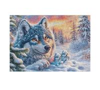 Wolf Cub Snow Flower Forest Wildlife Wild 300 Piece Jigsaw Puzzle for Adults Teens Mental Workout Stress Reduction Vibrant Artwork Idea 300 PCS