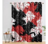 Wolf Curtains 52 x 63 Inch 2 Panels, 95% Blackout, Wild Animal Curtains for Bedroom, Living Room, Home Decor, Thermal Insulated Eyelet Window Drapes CRN5