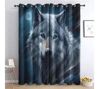 Wolf Curtains for Bedroom Living Room - Wolves Blackout Curtains 46 x 54 Inch (Width x Drop), Thermal Insulated Eyelet Curtains & Drapes, Decorative Patterned Window Treatments