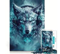 Wolf Cyberpunk Neon 1000-piece Puzzle for Teenagers Focus Memory Game Professional Grade Cutting Relaxing Indoor Group Activity (50x75cm)