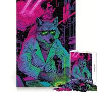 Wolf Cyberpunk Neon 1000 Piece Teenager Puzzles Analytical Skill Easy Relaxation Clean Cut Perfect Present (38x26cm)