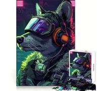Wolf Cyberpunk Neon 1000 Pieces Puzzles for Teenagers Logical Think Happy Idle Time Neat Cut (50x75cm)