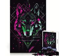 Wolf Cyberpunk Neon Jigsaw for Teenagers1000 Pieces Mental Sharpness Calm Leisure Precise Fit (38x52cm)