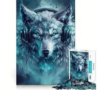 Wolf Cyberpunk Neon Puzzles for Adults 1000 Pieces Focus Boost Fun Uniform Size Precise Pieces Bonding Activity for Loved Ones (38x26cm)