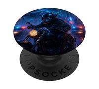 Wolf Cyberpunk Rider Motorcycle Biker Synthwave PopSockets Adhesive PopGrip