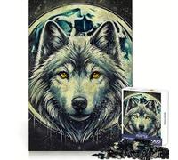 Wolf Dark Aesthetic Moon Painting 1000 Piece Jigsaw Puzzles for Adults Jigsaw Boost Memory Peaceful Recreation Quality Cut Memorable Gift (38x26cm)
