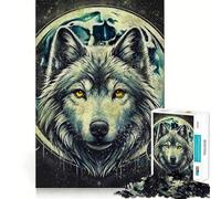 Wolf Dark Aesthetic Moon Painting 1000 Piece Jigsaws for Adults Brain Training Fun Clean Cut Sturdy Components Calming Mental Break Activity (50x75cm)