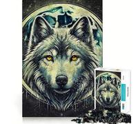Wolf Dark Aesthetic Moon Painting Puzzles for Adults 1000 Pieces Focus Boost Fun Uniform Size Precise Pieces Bonding Activity for Loved Ones (38x26cm)