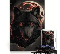 Wolf Dark Moon Red Clouds Adult Jigsaw Puzzle1000 Pieces Mind Wellness Serene Activity Sharp Edges (38x26cm)