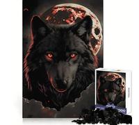 Wolf Dark Moon Red Clouds Adult Jigsaw1000 Pieces Clear Thinking Restful Escape Precise Edges (50x75cm)