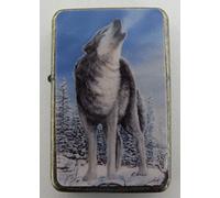 WOLF DESIGN PETROL LIGHTER IN GIFT TIN (Antique Brass)
