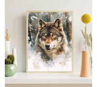 Wolf Diamond Art 5D Animal Diamond Painting Kits for Adults Full Square Drill, Crystal Rhinestone Embroidery Kit, DIY Paint by Numbers Cross Stitch Gem Art, Home Wall Decor Gifts 40x50cm(16x20"),z@618