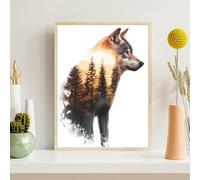 Wolf Diamond Art 5D Landscape Diamond Painting for Adults Full Square Drill, Crystal Rhinestone Embroidery Kit, DIY Paint by Numbers Cross Stitch Gem Art, Home Wall Decor Gifts 10x15cm(4x6"),z@1329