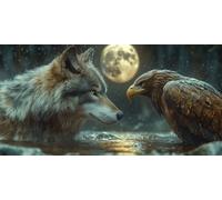 Wolf Diamond Art Eagle Diamond Painting Kits for Adults Beginner 5D DIY Full Round Drill Cross Stitch Kits for Adults Arts and Crafts for Bedroom Decor, Home Decor, Gifts for Women 30*60CM -bby2603W6