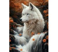 Wolf Diamond Art Fall Diamond Painting Kits for Adults 5D DIY Full Square Drill Cross Stitch Kits for Adults Arts and Crafts for Home Bedroom Decor, Room Decor, Gifts for Women 25x35cm -yym2507T8