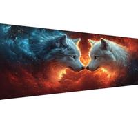Wolf Diamond Art Flame Diamond Painting Kits Adults, DIY Full Drill Cross Stitch Kits for Adults, Crystal Art Kit for Home Wall Decor, Creative Hobby Gift & Stress Relief, 50x100cm 20x40 Inch Y1-659
