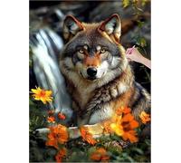 Wolf Diamond Art Flower Diamond Painting Kits for Adults Beginners, 5D DIY Paint by Numbers for Adults, Square Drill Dimond Painting with Full Accessories, Room Decor, Gifts for Women 32x44 inch J-90
