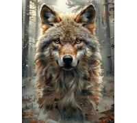 Wolf Diamond Art Kits Adults, 5D Diamond Painting Animal, DIY Full Drill Cross Stitch Embroidery Crystal Art Kits, Crafts for Adults, Paintings for Home Wall Decor, Gifts for Women 24x32 inch I-2024