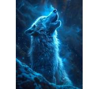Wolf Diamond Art Kits Adults, 5D Diamond Painting Fantasy, DIY Full Drill Cross Stitch Embroidery Crystal Art Kits, Crafts for Adults, Paintings for Home Wall Decor, Gifts for Women 12x20in E-7428