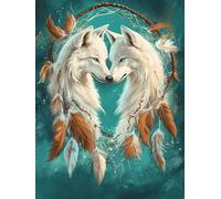 Wolf Diamond Art Kits Adults, Dream Catcher Diamond Painting for Adults Beginner, DIY 5D Dimond Painting Accessories Full Kits, Square Full Drill Gem Art Crafts for Home Wall Decor 30x40cm, Model 523