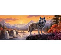 Wolf Diamond Art Kits Adults Large 5D Snow Mountains Diamond Painting Kits, DIY Full Drill Crystal Art Rhinestone Embroidery Cross Stitch Arts and Crafts for Adults 19.7x9.8 Inch/50x25 cm -LR570