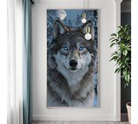 Wolf Diamond Art Kits Adults, Large Diamond Painting Animal Crystal Art Kits, DIY 5D Full Square Crystal Embroidery Cross Stitch Paint by Numbers for Adults Home Decor, Gifts for Women 90x180 cm W-9