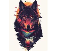 Wolf Diamond Art Kits Adults, Waterfall 5D DIY Round Diamond Painting Kits for Kids, Full Drill Gem Art for Beginners, for Home Wall Decoration, Relaxation Activity & Unique Gifts 80x110cm f-311